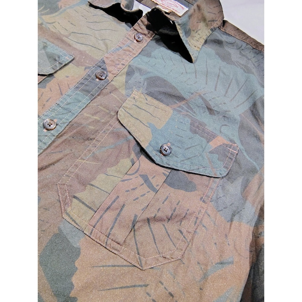 Filson Feather Cloth Shirt Short Sleeve Men's Medium Sailfish Olive Camo Fishing - Picture 4 of 10